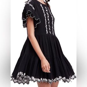 Free People Santiago Embroidered Mini Dress Size S